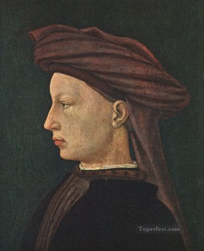  Man Oil Painting - Profile Portrait of a Young Man Christian Quattrocento Renaissance Masaccio